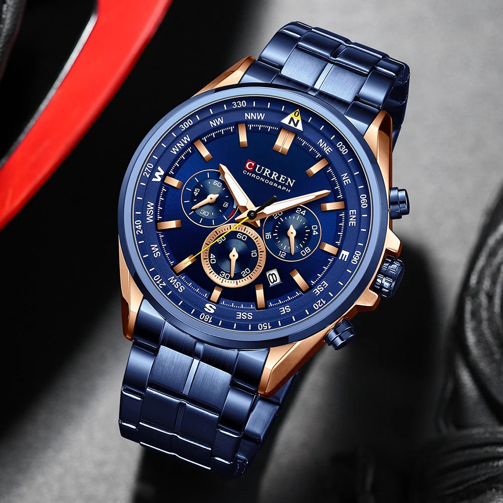 CURREN 8399 Stainless Steel Quartz Chronograph