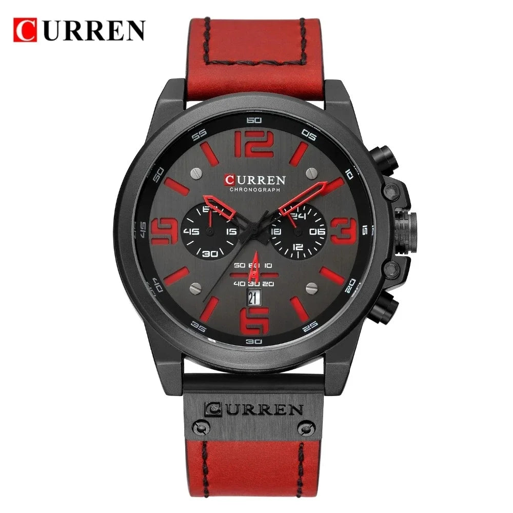 CURREN 8314 Leather Sports Wristwatch Chronograph