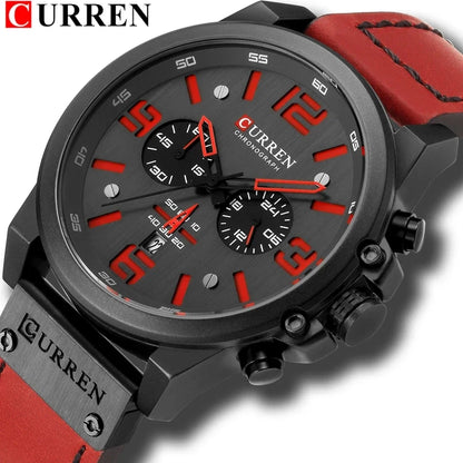 CURREN 8314 Leather Sports Wristwatch Chronograph