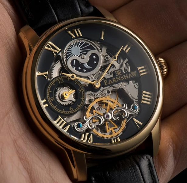 Thomas Earnshaw Longitude 22 Jewels Automatic Skeleton with Dual Time, Sun & Moon Display